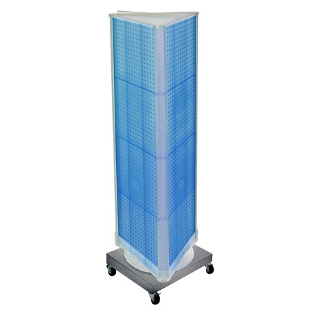 Azar Displays Three-Sided Revolving Pegboard Tower Floor Display on Wheeled Metal Base. Spinner Rack Stand. 700452-BLU